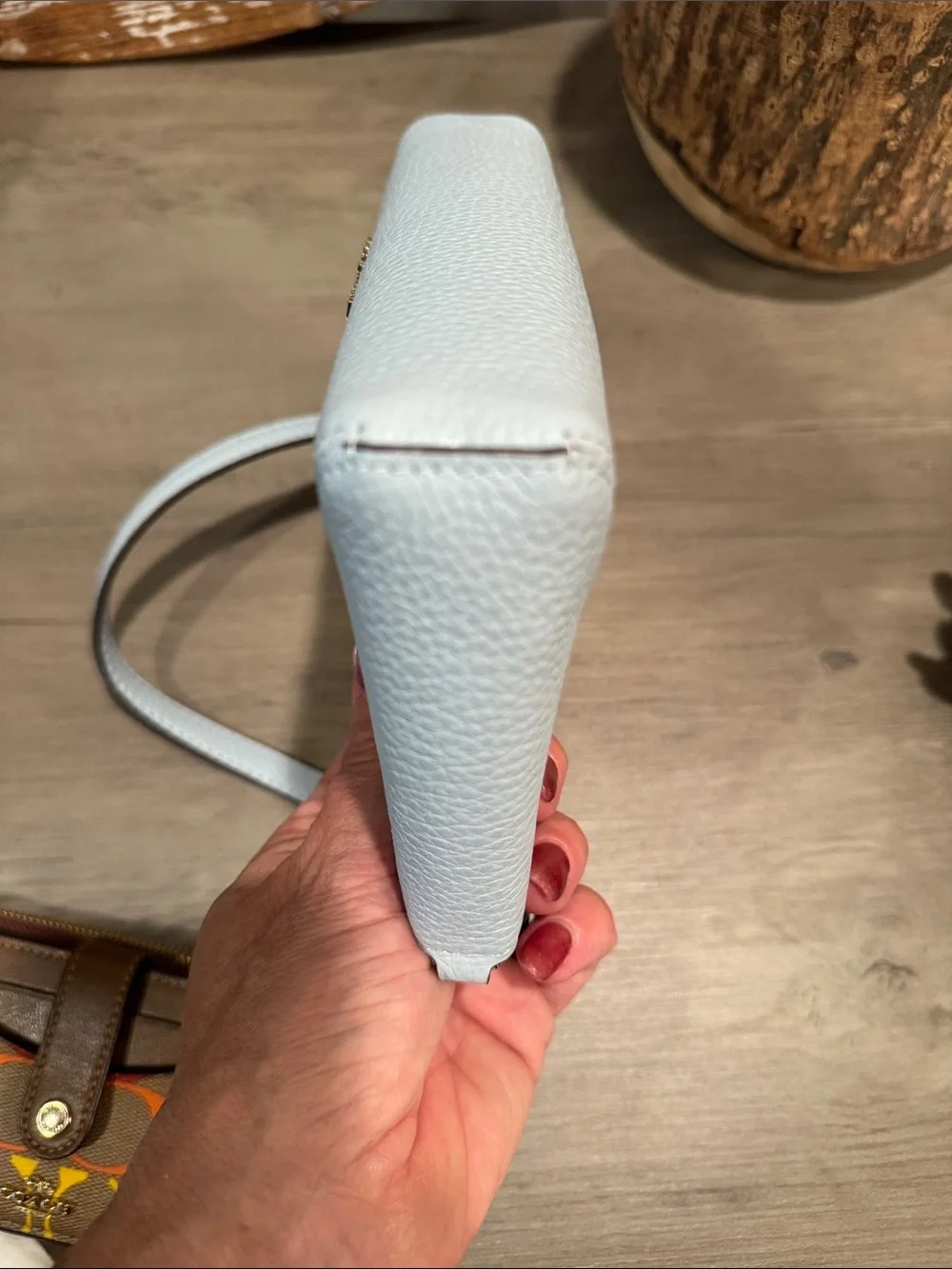 kate spade White and Light Blue Pebbled Leather Small Shoulder Bag